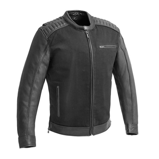 Daredevil Men's Motorcycle Twill/Leather Jacket Men's Twill Jacket First Manufacturing Company Black XS