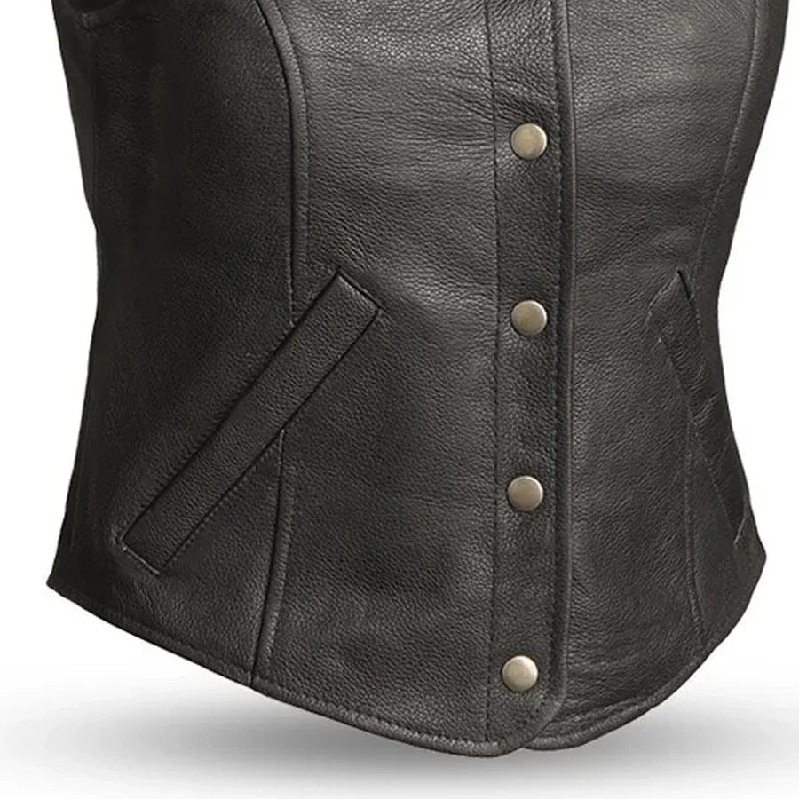 Derringer Women's Motorcycle Leather Vest Women's Leather Vest First Manufacturing Company