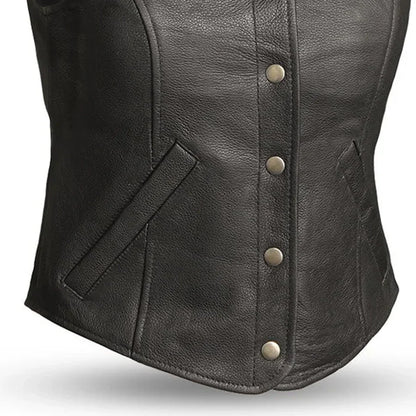 Derringer Women's Motorcycle Leather Vest Women's Leather Vest First Manufacturing Company