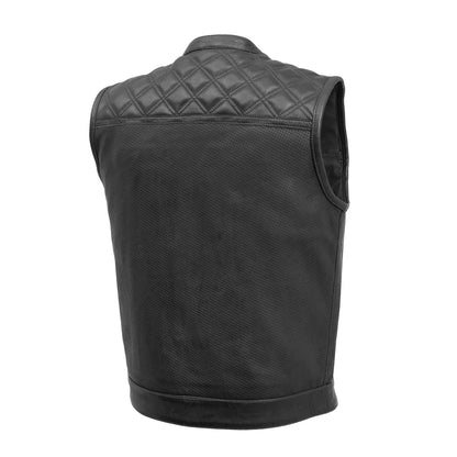 Downside Perforated Men's Motorcycle Leather Vest Men's Perforated Leather Vest First Manufacturing Company