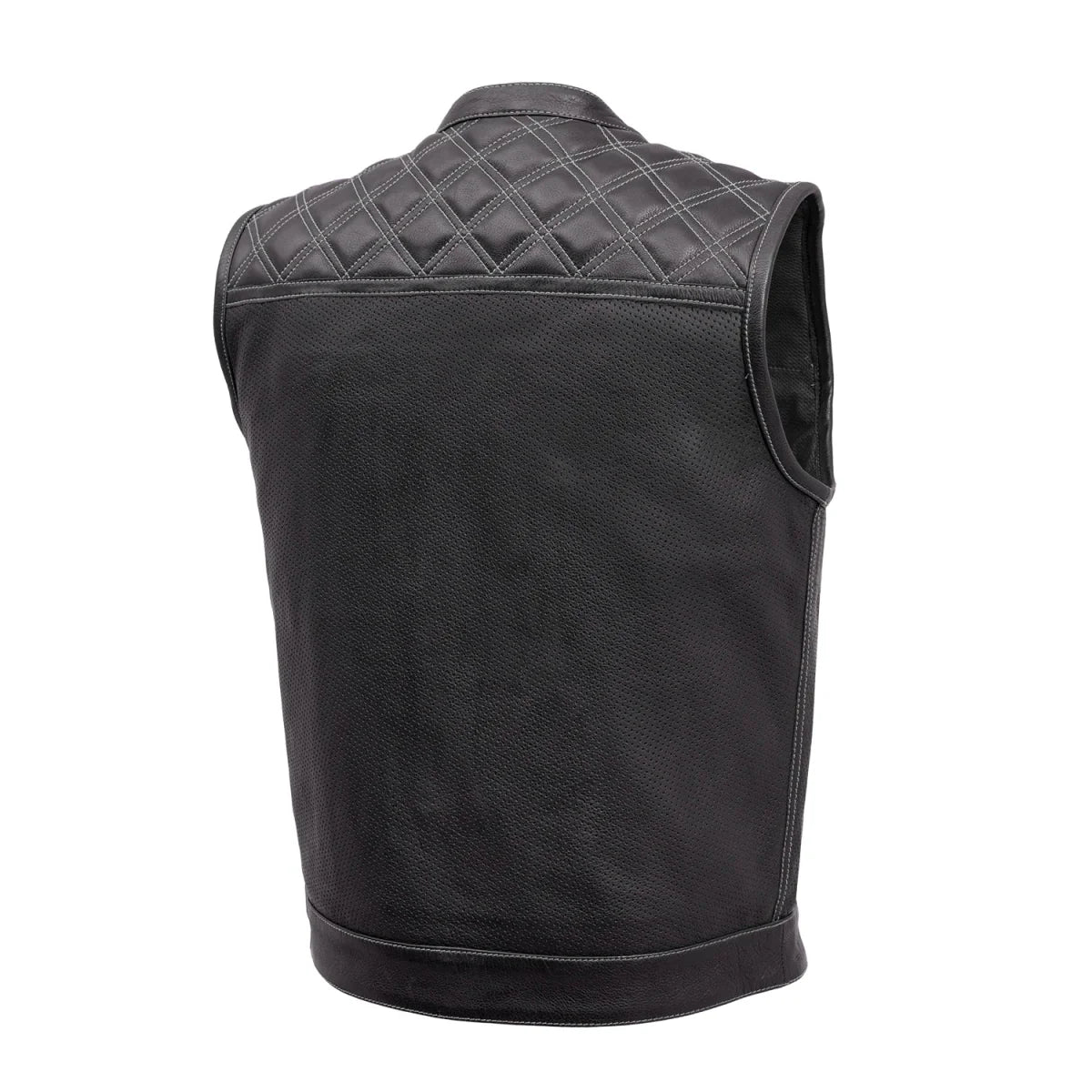 Downside Perforated Men's Motorcycle Leather Vest Men's Perforated Leather Vest First Manufacturing Company