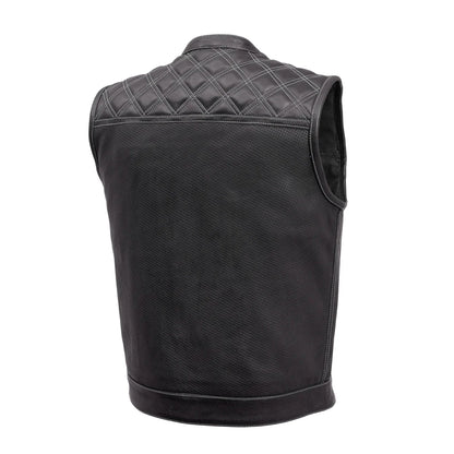 Downside Perforated Men's Motorcycle Leather Vest Men's Perforated Leather Vest First Manufacturing Company