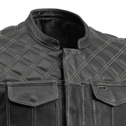 Downside Perforated Men's Motorcycle Leather Vest Men's Perforated Leather Vest First Manufacturing Company