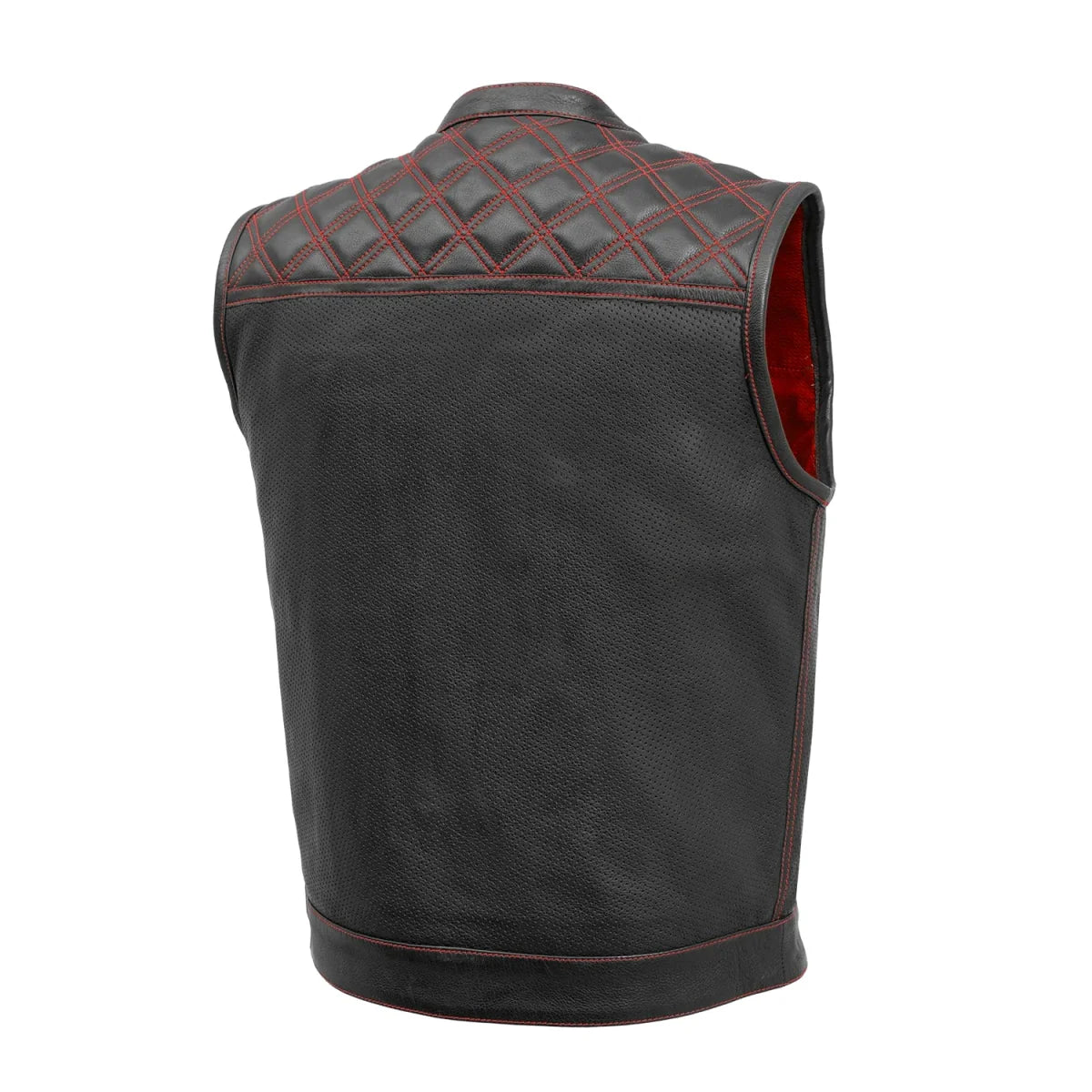 Downside Perforated Men's Motorcycle Leather Vest Men's Perforated Leather Vest First Manufacturing Company