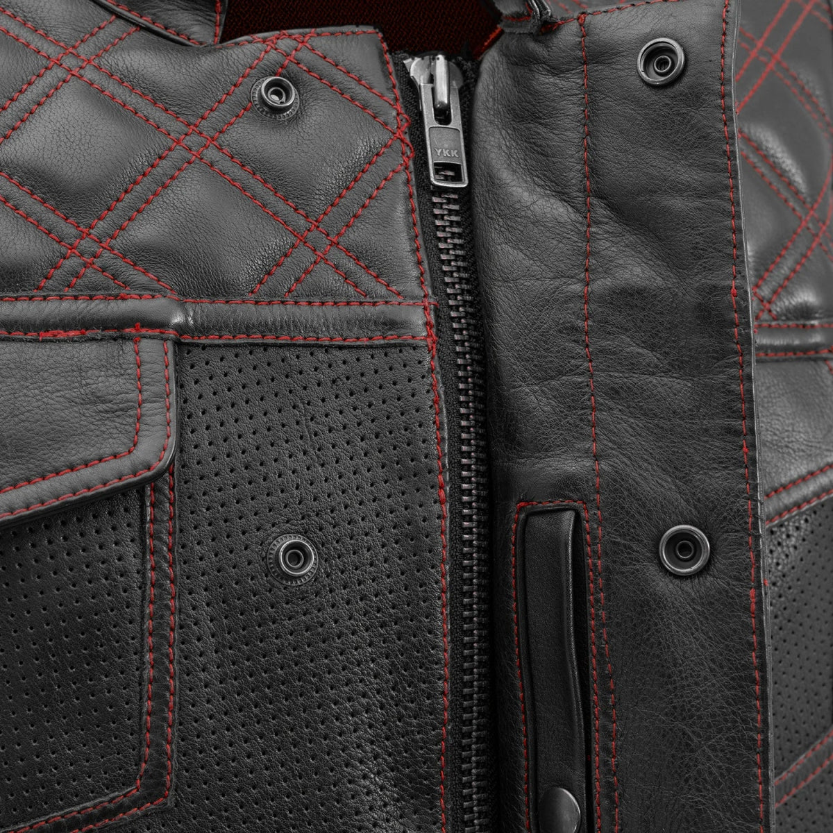 Downside Perforated Men's Motorcycle Leather Vest Men's Perforated Leather Vest First Manufacturing Company