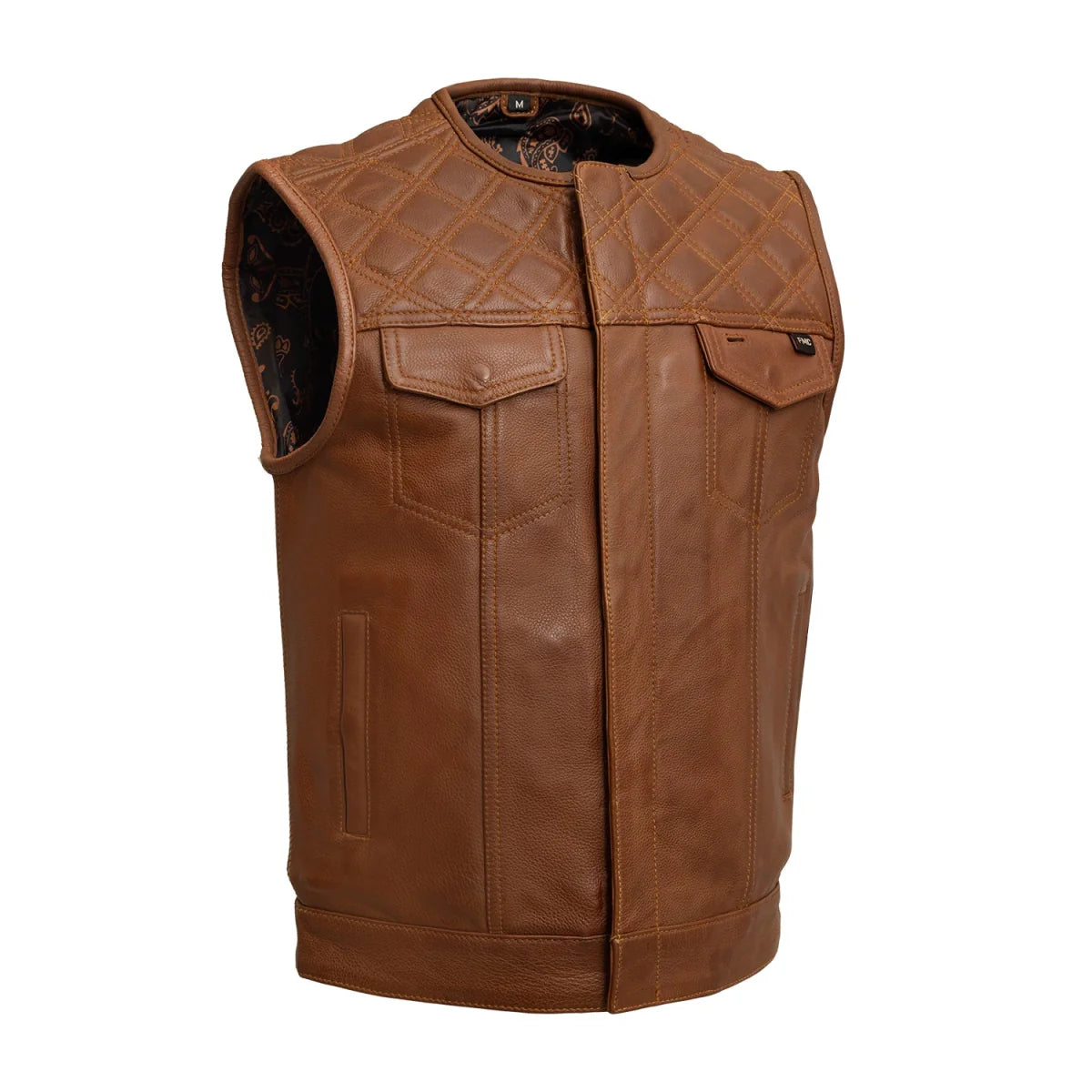 Dust Devil Men's Motorcycle Leather Vest (limited edition) Men's Leather Vest First Manufacturing Company Cognac S