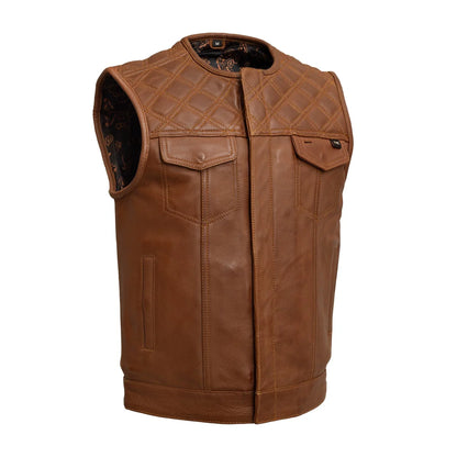 Dust Devil Men's Motorcycle Leather Vest (limited edition) Men's Leather Vest First Manufacturing Company Cognac S