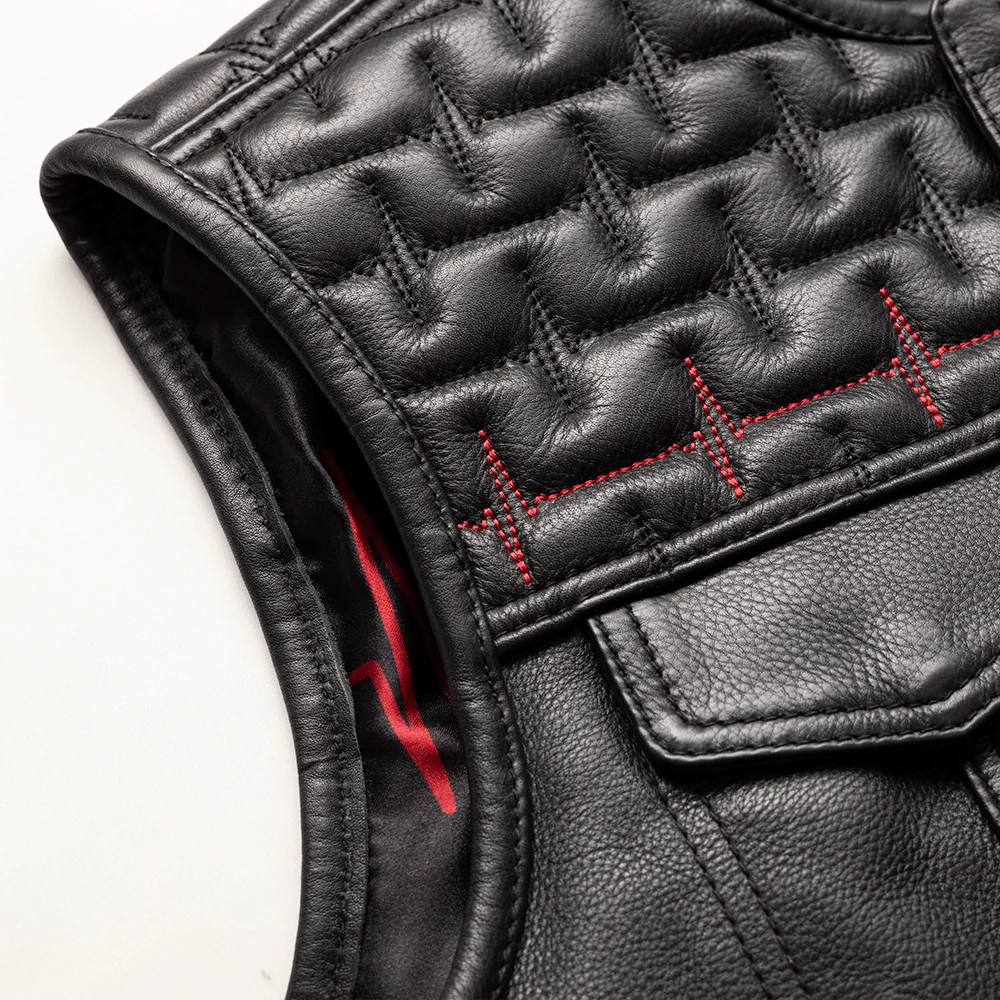 EKG Men's Leather Motorcycle Vest (Limited Edition) Factory Customs First Manufacturing Company