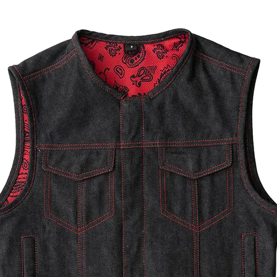 Ember Men's Motorcycle Denim Vest Men's Denim Vest First Manufacturing Company