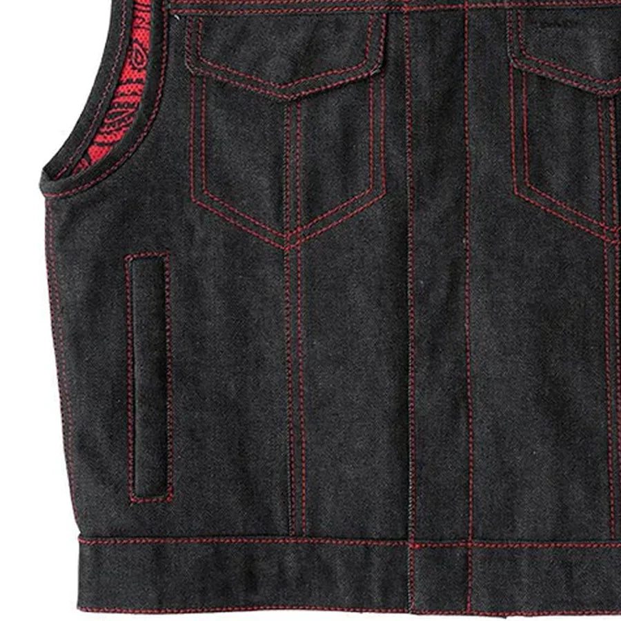 Ember Men's Motorcycle Denim Vest Men's Denim Vest First Manufacturing Company