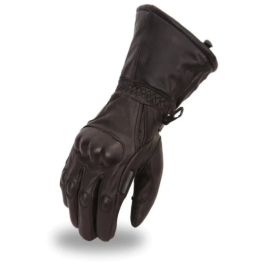 ﻿Enduro Men's Motorcycle Leather Gauntlet Men's Gauntlet First Manufacturing Company Black XS