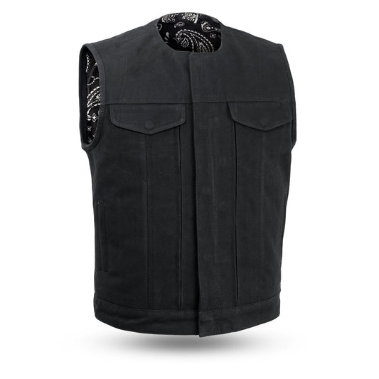 Fairfax V2 Men's Motorcycle Canvas Vest Men's Canvas Vests First Manufacturing Company Black S