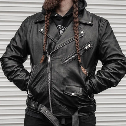 Fillmore Men's Motorcycle Leather Jacket Black Men's Leather Jacket Jackets