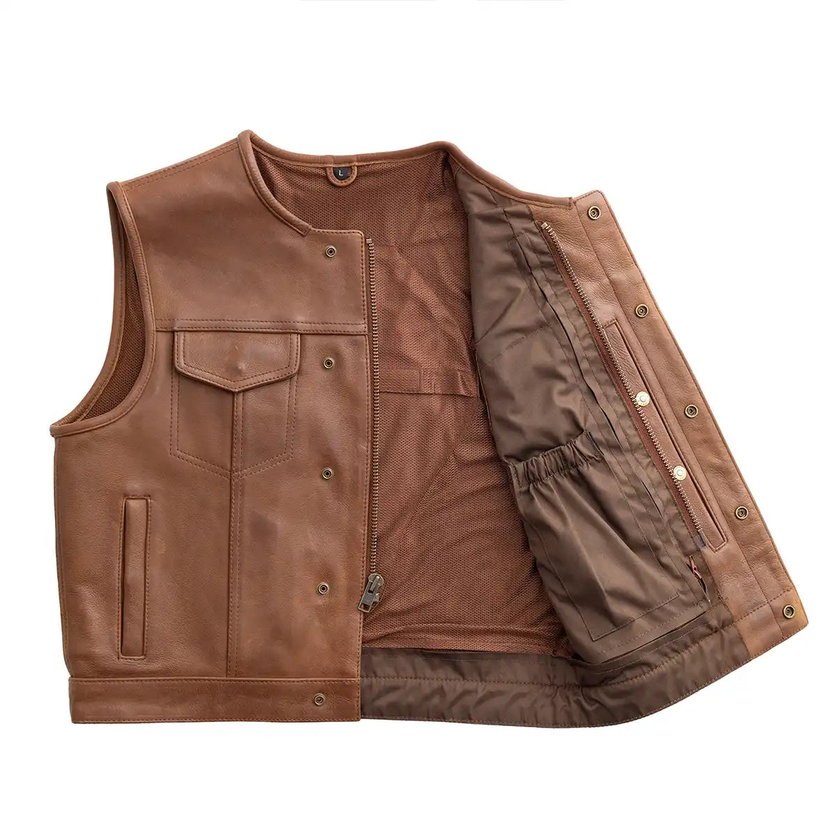 Lowside Men's Motorcycle Leather Vest Men's Leather Vest First Manufacturing Company