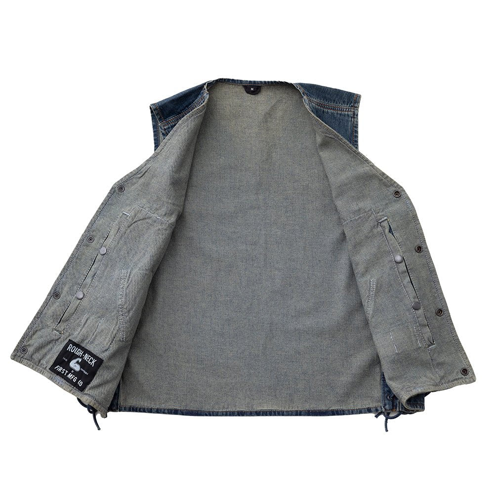 Gambler Men's Motorcycle Denim Vest Men's Denim Vest First Manufacturing Company
