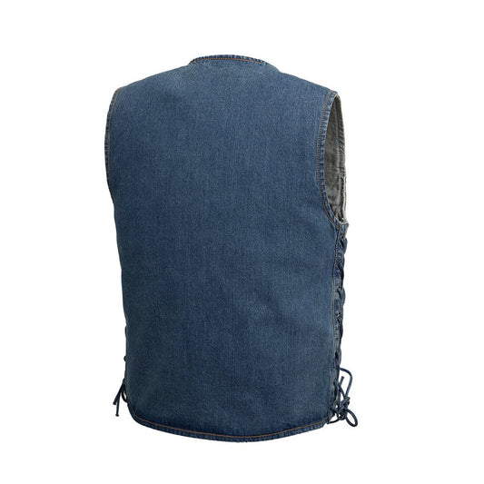 Gambler Men's Motorcycle Denim Vest Men's Denim Vest First Manufacturing Company