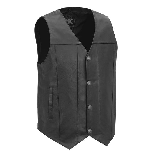 Gun Runner Men's Motorcycle Western Style Leather Vest Men's Leather Vest First Manufacturing Company Black S