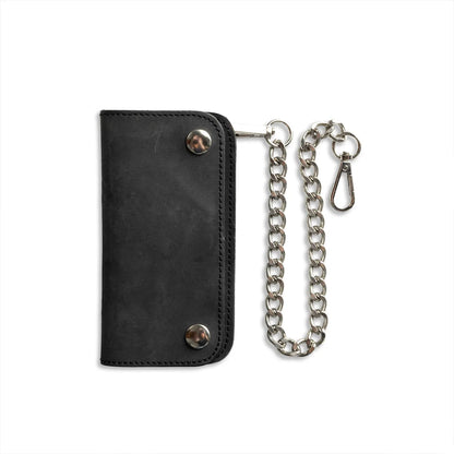 SMALL TRUCKER - Vegetable Tanned Leather Wallet Leather Wallet First Manufacturing Company GUNMETAL BLACK Chrome