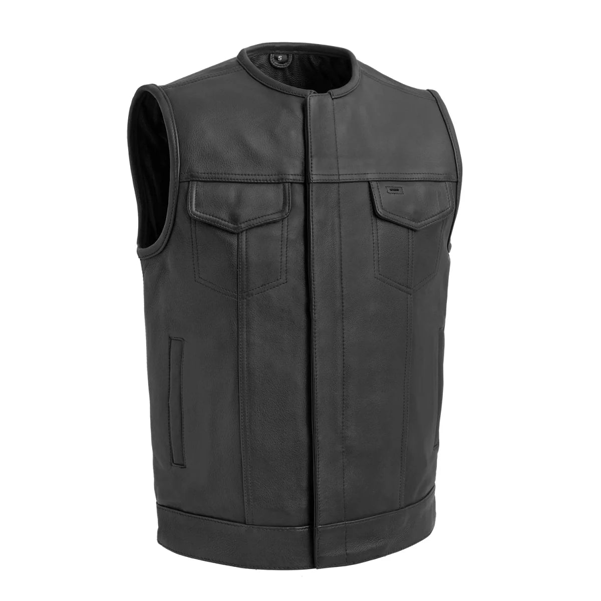 Highside Men's Motorcycle Leather Vest Men's Leather Vest First Manufacturing Company Black S