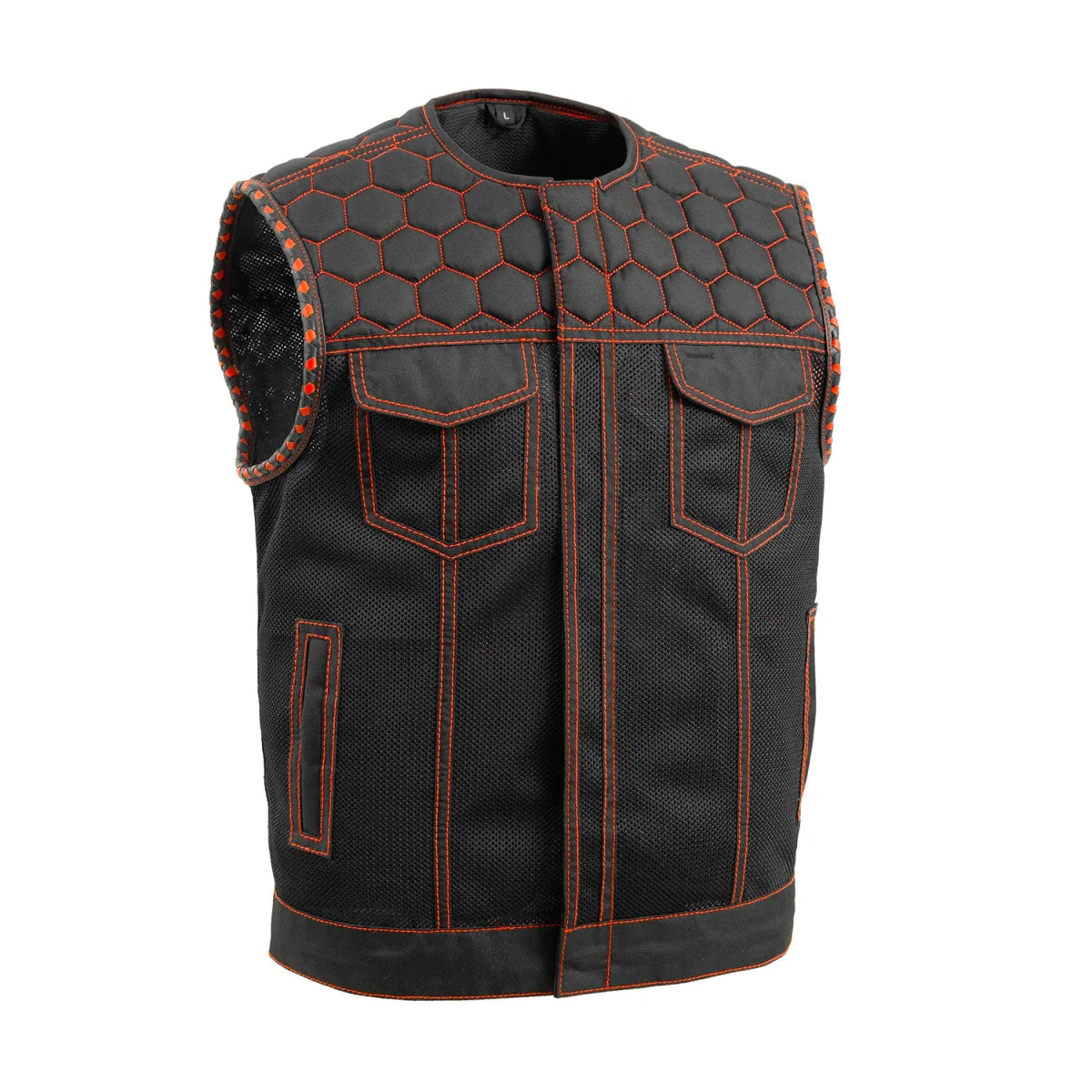 Hornet Moto Mesh Men's Club Style Vest Men's Moto Mesh Vest First Manufacturing Company Orange S