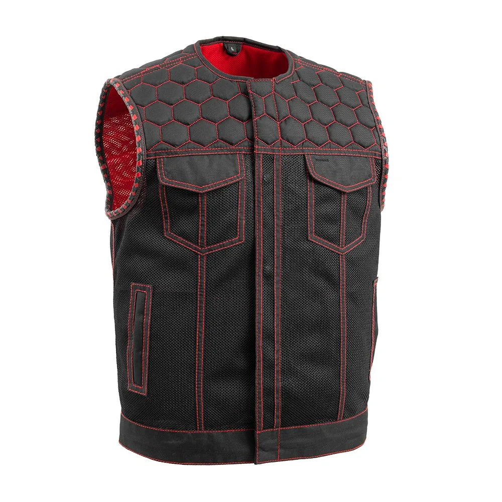 Hornet Moto Mesh Men's Club Style Vest Men's Moto Mesh Vest First Manufacturing Company Red S