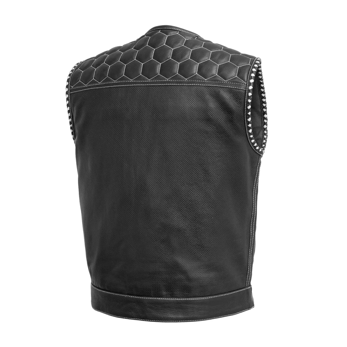 Hornet Perforated Men's Club Style Leather Vest Men's Perforated Leather Vest First Manufacturing Company