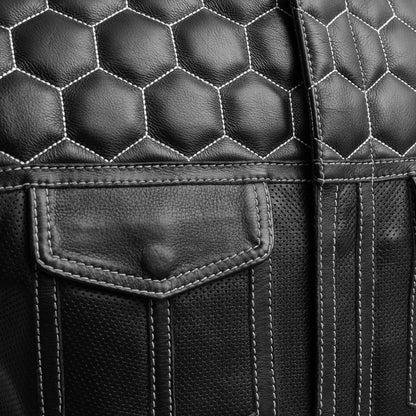 Hornet Perforated Men's Club Style Leather Vest Men's Perforated Leather Vest First Manufacturing Company