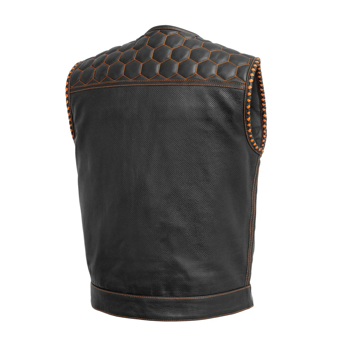 Hornet Perforated Men's Club Style Leather Vest Men's Perforated Leather Vest First Manufacturing Company