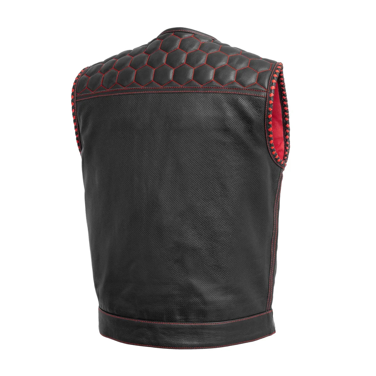 Hornet Perforated Men's Club Style Leather Vest Men's Perforated Leather Vest First Manufacturing Company