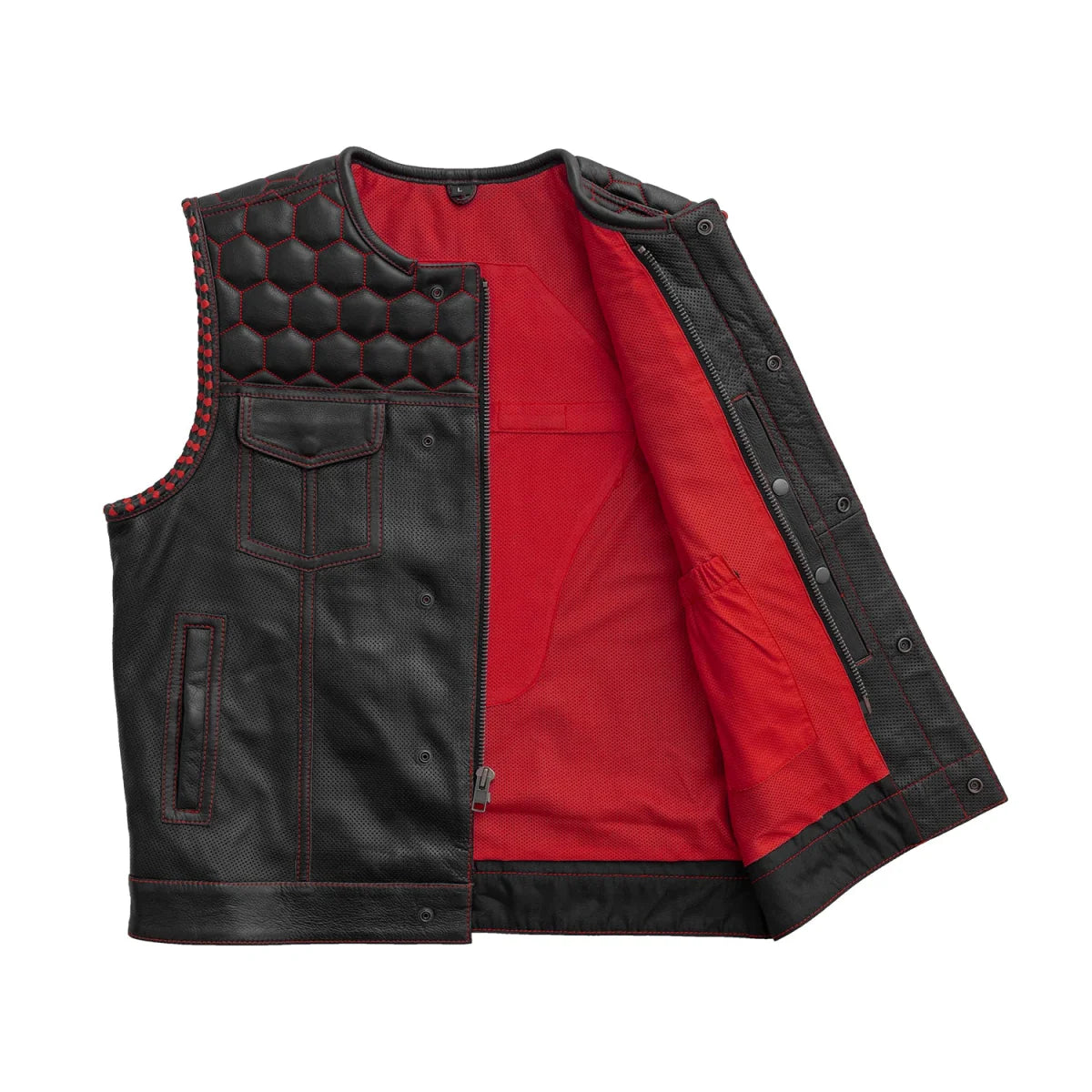 Hornet Perforated Men's Club Style Leather Vest Men's Perforated Leather Vest First Manufacturing Company