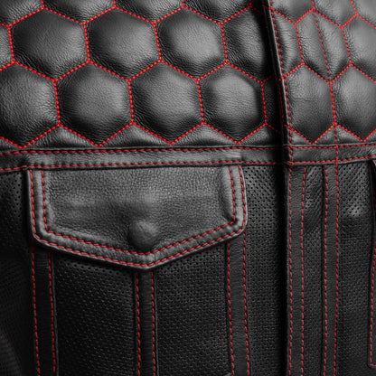 Hornet Perforated Men's Club Style Leather Vest Men's Perforated Leather Vest First Manufacturing Company