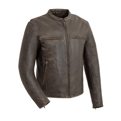Indy Men's Motorcycle Leather Jacket Men's Leather Jacket First Manufacturing Company Antique Brown S