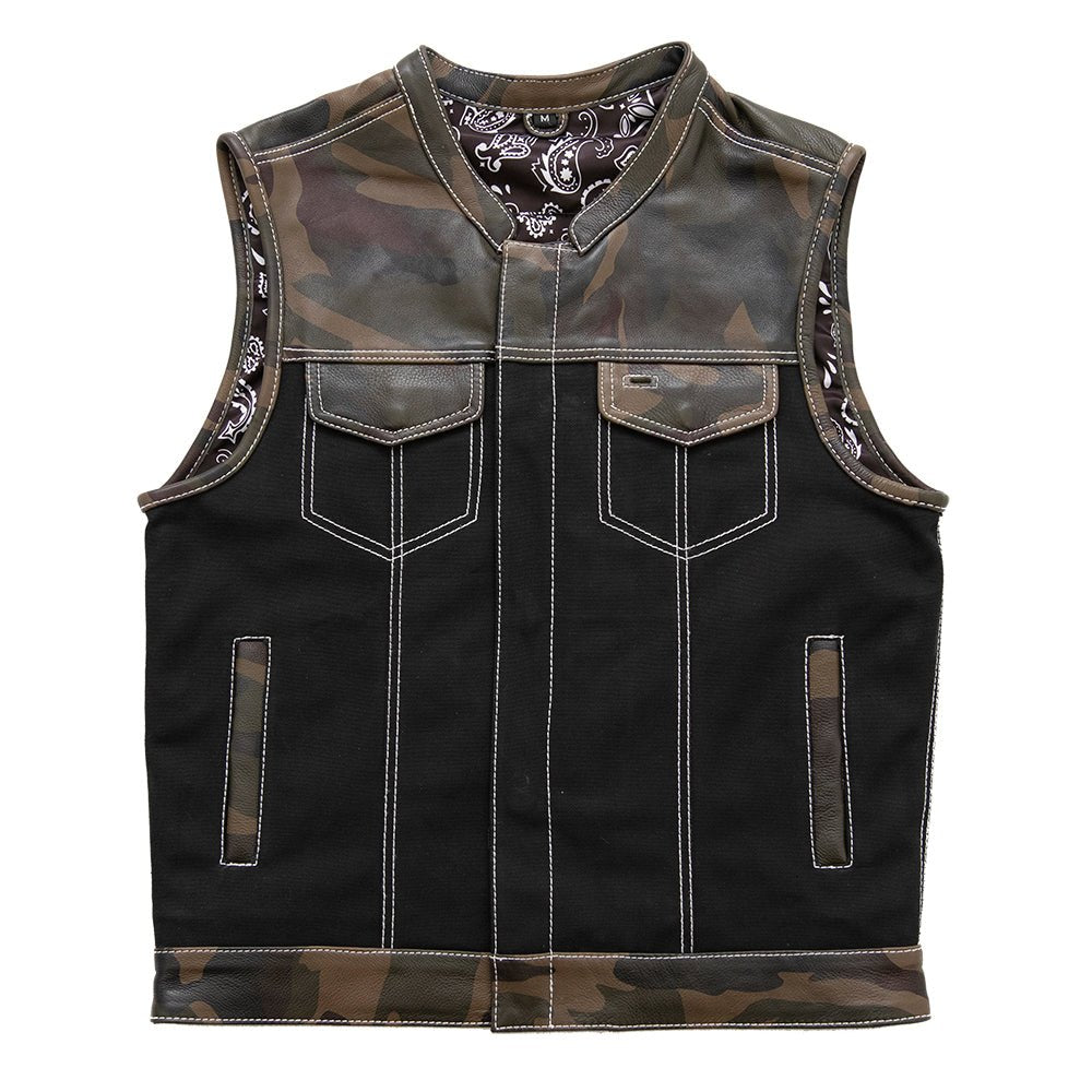 Infantry Motorcycle Leather Canvas Vest Factory Customs First Manufacturing Company Camo S