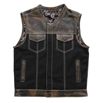 Infantry Motorcycle Leather Canvas Vest Factory Customs First Manufacturing Company Camo S