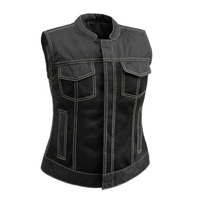 Jessica Moto Mesh Women's Motorcycle Vest Women's Moto Mesh Vest First Manufacturing Company Black Grey XS