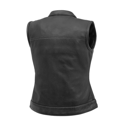 Jessica Perforated Women's Motorcycle Leather Vest Women's Perforated Leather Vest First Manufacturing Company