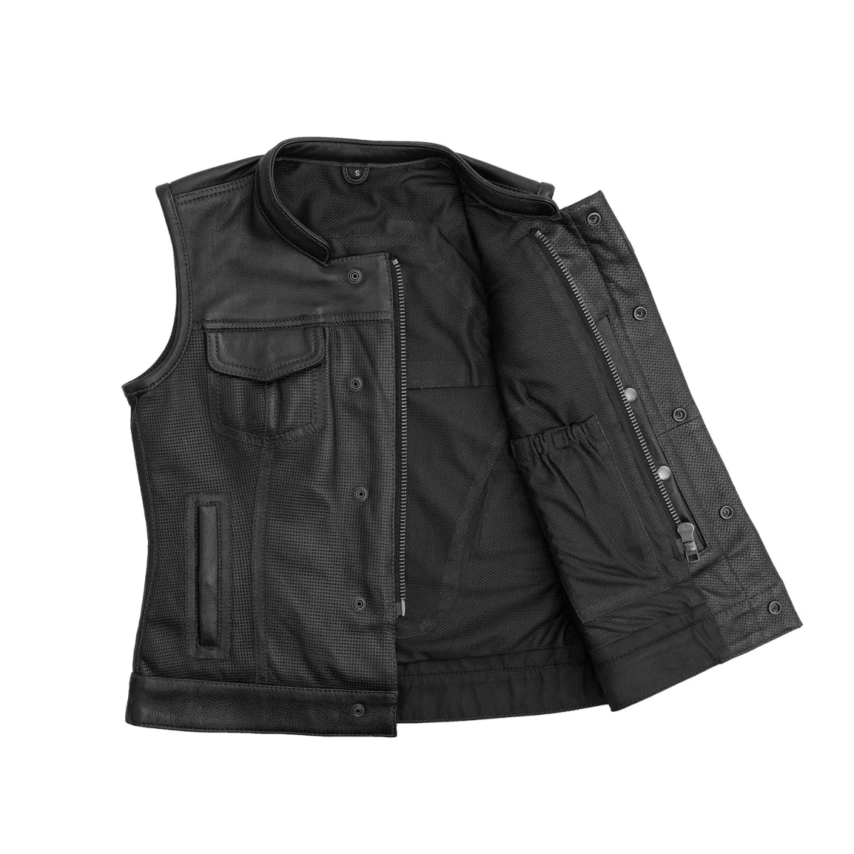 Jessica Perforated Women's Motorcycle Leather Vest Women's Perforated Leather Vest First Manufacturing Company