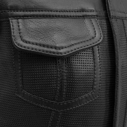 Jessica Perforated Women's Motorcycle Leather Vest Women's Perforated Leather Vest First Manufacturing Company