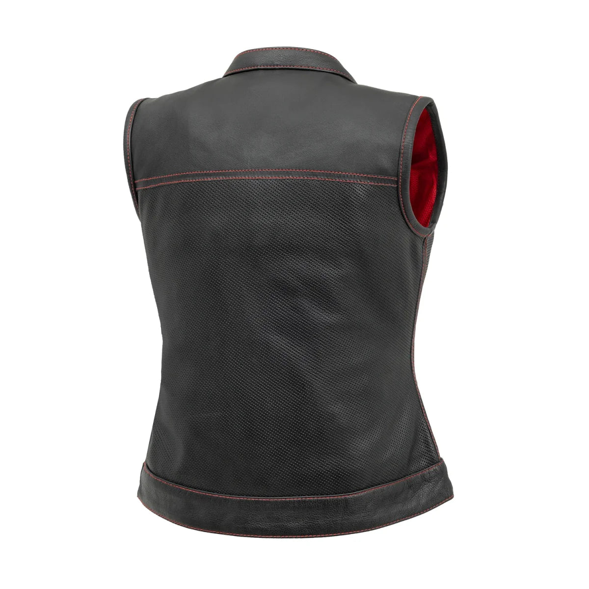 Jessica Perforated Women's Motorcycle Leather Vest Women's Perforated Leather Vest First Manufacturing Company