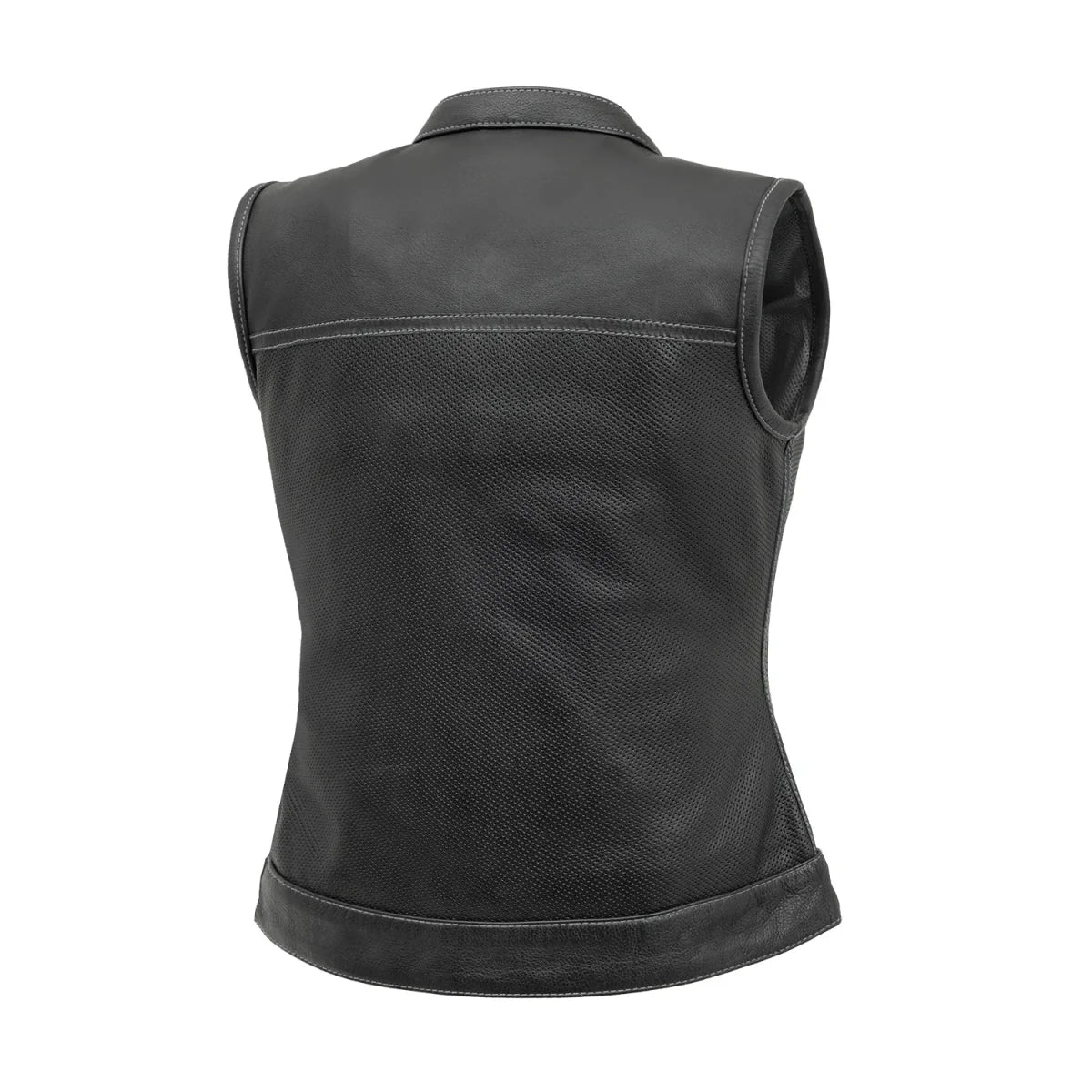 Jessica Perforated Women's Motorcycle Leather Vest Women's Perforated Leather Vest First Manufacturing Company