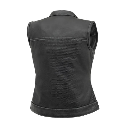 Jessica Perforated Women's Motorcycle Leather Vest Women's Perforated Leather Vest First Manufacturing Company