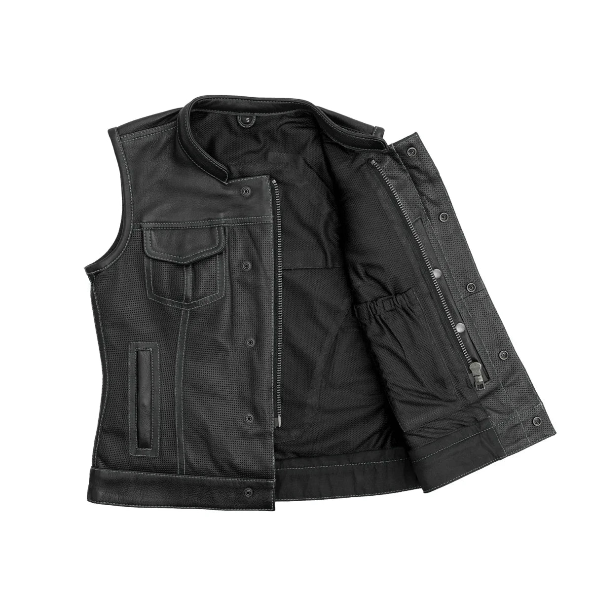 Jessica Perforated Women's Motorcycle Leather Vest Women's Perforated Leather Vest First Manufacturing Company