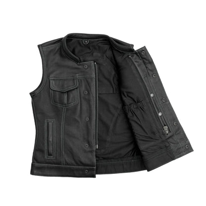 Jessica Perforated Women's Motorcycle Leather Vest Women's Perforated Leather Vest First Manufacturing Company