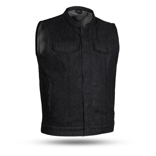 Kershaw Men's Motorcycle Denim Vest Men's Denim Vest Vests Black S