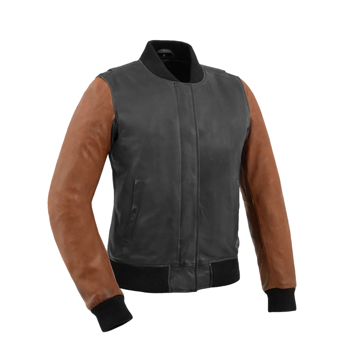 Lella Women's Motorcycle Leather Jacket Women's Leather Jacket First Manufacturing Company Black Cognac XS