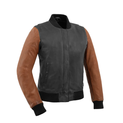 Lella Women's Motorcycle Leather Jacket Women's Leather Jacket First Manufacturing Company Black Cognac XS