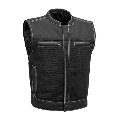 Lowrider Moto Mesh Men's Motorcycle Vest Men's Moto Mesh Vest First Manufacturing Company Black White S