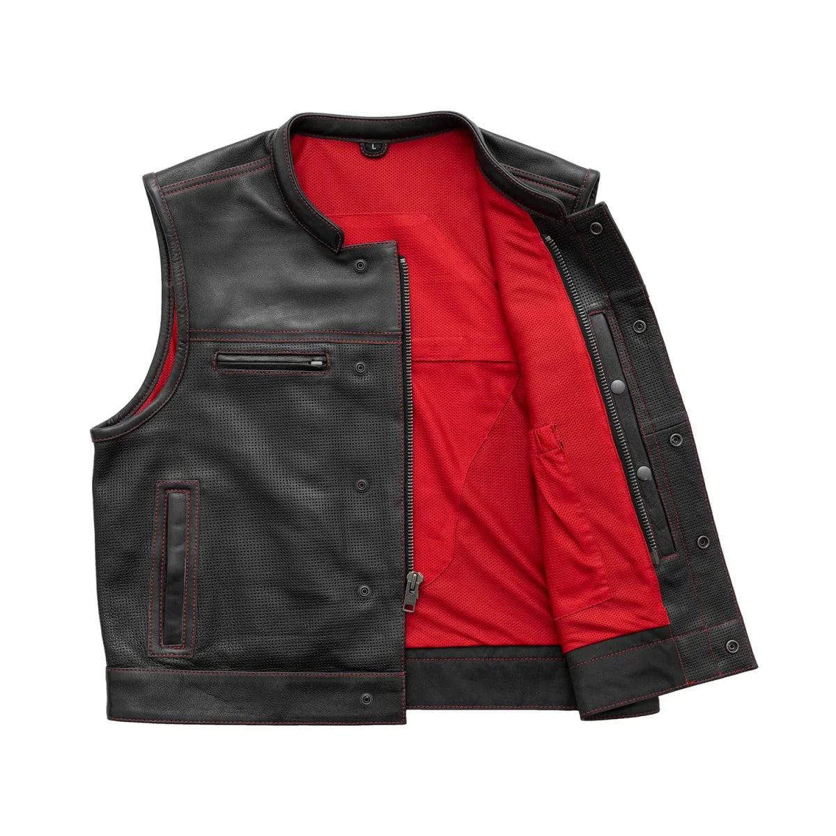 Lowrider Perforated Men's Leather Vest Men's Perforated Leather Vest First Manufacturing Company