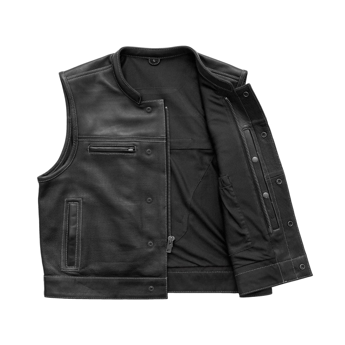 Lowrider Perforated Men's Leather Vest Men's Perforated Leather Vest First Manufacturing Company