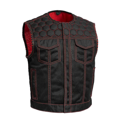Lowside Hornet Moto Mesh Men's Club Style Vest Men's Moto Mesh Vest First Manufacturing Company Black Red S